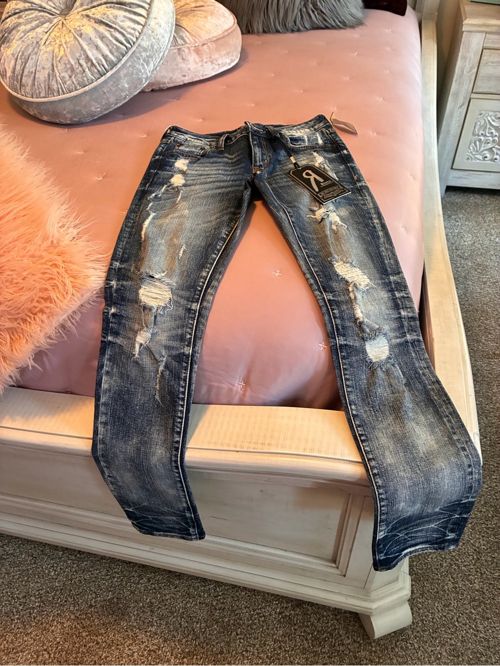 Rock Revival Distressed Blue Straight Leg Jeans